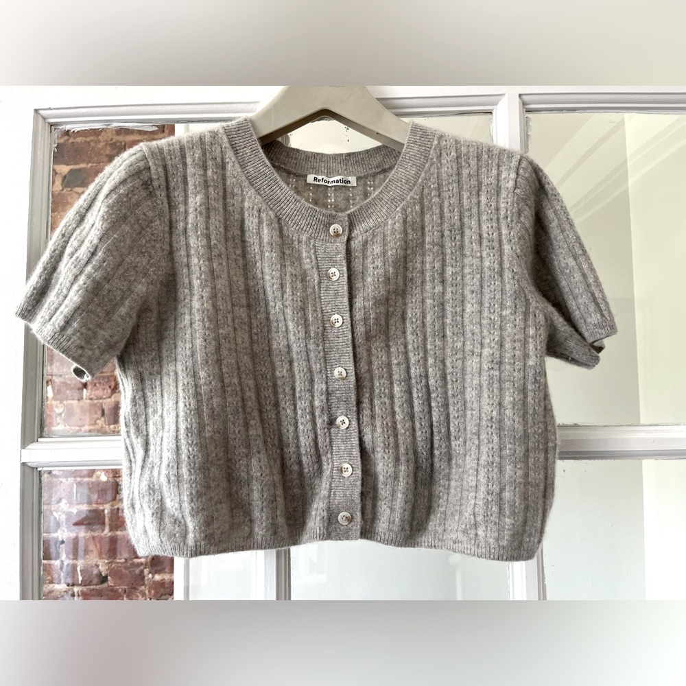 Reformation Cropped Short Sleeve Sweater